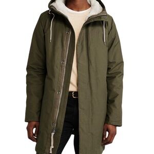 Abercrombie & Fitch Faux Fur Lined Hooded Parka Jacket Size Medium Olive Green